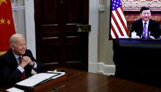 الرئيسان الأمريكي والصيني خلال القمة الافتراضية