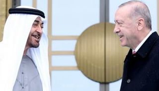 الشيخ محمد بن زايد آل نهيان والرئيس التركي - أ.ف.ب