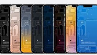 خلفية التصميم الداخلي لآيفون 13 بألوان مختلفة