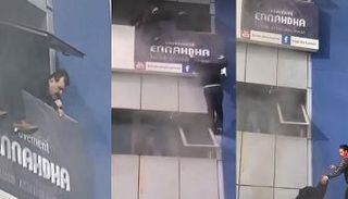 صورة لجانب من حريق مقر حركة النهضة