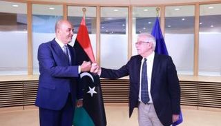 الكوني وبوريل خلال اللقاء في بروكسل