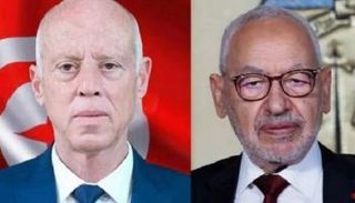 الرئيس قيس سعيد وزعيم حركة النهضة الإخوانية راشد الغنوشي