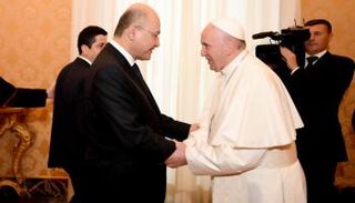 رئيس جمهورية العراق وبابا الفتيكان في لقاء سابق