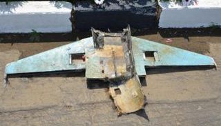 طائرة مسيرة حوثية دمرها التحالف في اعتداء سابق 