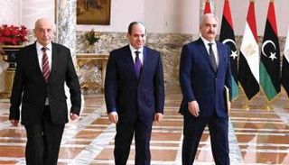 لقاء سابق يجمع الرئيس المصري وقائد الجيش ورئيس البرلمان الليبيين