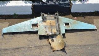 طائرة مسيرة حوثية دمرها التحالف في اعتداء سابق