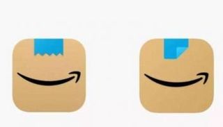 شعار أمازون الجديد على اليمين والشعار القديم جهة اليسار