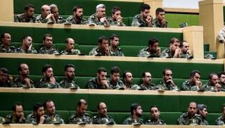 عدد من قيادات الحرس الثوري خلال كلمة لخامنئي