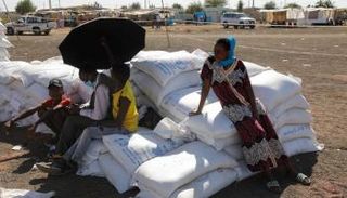 لاجئون إثيوبيون في مخيم قرب الحدود السودانية الإثيوبية 