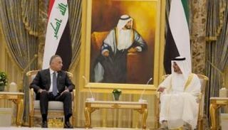 الشيخ محمد بن زايد آل نهيان خلال لقاء مصطفى الكاظمي