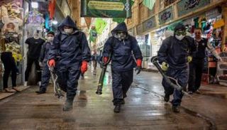 تعقيم الشوارع في إيران- أرشيفية