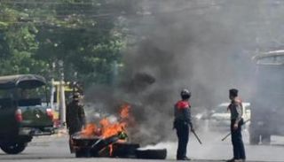 جانب من الاحتجاجات في ميانمار