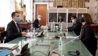 جانب من لقاء لويجي دي مايو ونجلاء المنقوش