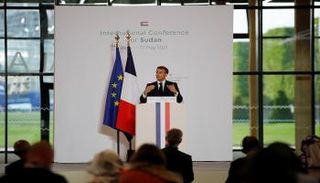 الرئيس الفرنسي خلال مؤتمر دعم السودان