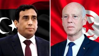 الرئيس التونسي قيس سعيد ورئيس المجلس الرئاسي الليبي محمد المنفي