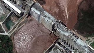 صورة فضائية لملء سد النهضة خلال المرحلة الأولى