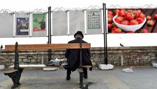 جزائري بالعاصمة جالس أمام ملصقات انتخابية