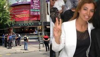 القتيلة ومقر الحزب بعد الهجوم