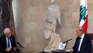 صورة في الإعلام اللبناني للقاء ميشال عون وجوزيف بوريل