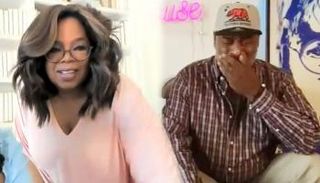 ريتشارد هوتشينز خلال لقائه أوبرا وينفري على الإنترنت