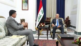 جانب من استقبال برهم صالحوزير الموارد المائية العراقي