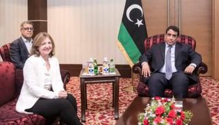 محمد المنفي وسفيرة فرنسا لدى ليبيا