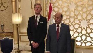 المبعوث الأممي الجديد خلال لقاء سابق مع الرئيس اليمني