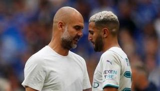 رياض محرز نجم مانشستر سيتي ومدربه جوارديولا