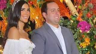 ريم سامي وخطيبها طارق هيمن