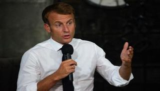 ماكرون خلال زيارته للموصل العراقية 