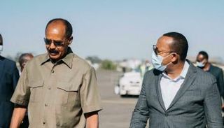 رئيس وزراء إثيوبيا آبي أحمد (يمين) الرئيس الأريتيري أسياس أفورقي(يسار)