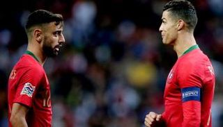 برونو فرنانديز مع كريستيانو رونالدو في منتخب البرتغال