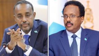 الرئيس الصومالي المنتهية ولايته (يمين) ورئيس الوزراء الصومالي (يسار)