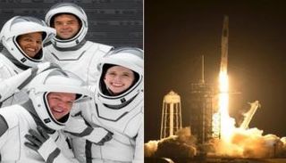 سياح الفضاء الأربعة في المركبة الفضائية 