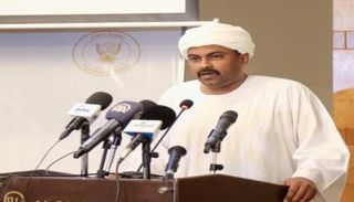 محمد الفكي سليمان خلال حديثه في ورشة العمل 