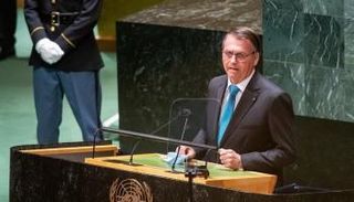 رئيس البرازيل جايير بولسونارو خلال كلمته بالأمم المتحدة- رويترز 