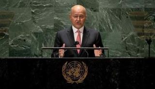 الرئيس العراقي برهم صالح خلال كلمة أمام الأمم المتحدة
