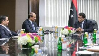 جانب من لقاء رئيس المجلس الرئاسي الليبي ورئيس الوزراء الكويتي