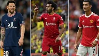 كريستيانو رونالدو ومحمد صلاح وليونيل ميسي