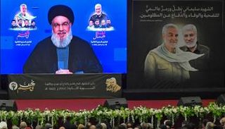 نصرالله خلال خطابه المتلفز  الإثنين