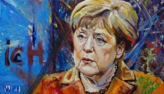 بورتريه للمستشارة ميركل من مسابقة لرسمها