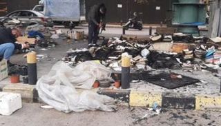 آثار حريق مكتبة المغربي