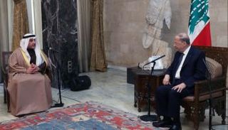 جانب من لقاء وزير الخارجية الكويتي والرئيس اللبناني