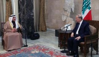 جانب من لقاء وزير الخارجية الكويتي والرئيس اللبناني