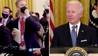 بايدن وصحفي 