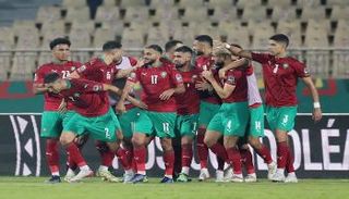 فرحة منتخب المغرب بهدف حكيمي