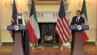 جانب من المؤتمر الصحفي بين وزيري خارجية أمريكا والكويت