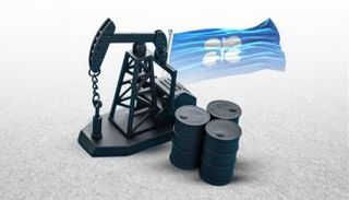 براميل نفط ورافعة مضخة معروضة أمام رسم بياني للمخزون - رويترز