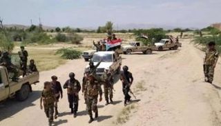 جانب من انتشار قوات الحزام الأمني في مديرية المحفد في أبين