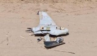 إحدى المسيرات الحوثية بعد تدميرها 